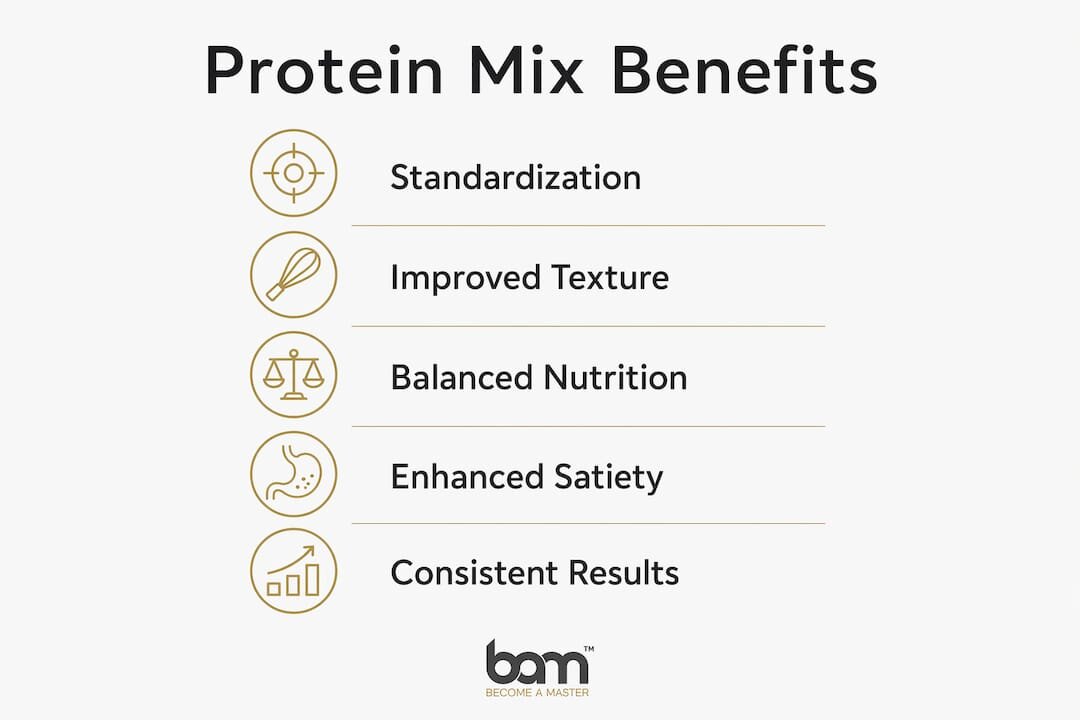 Infographic showing key benefits of protein baking mixes
