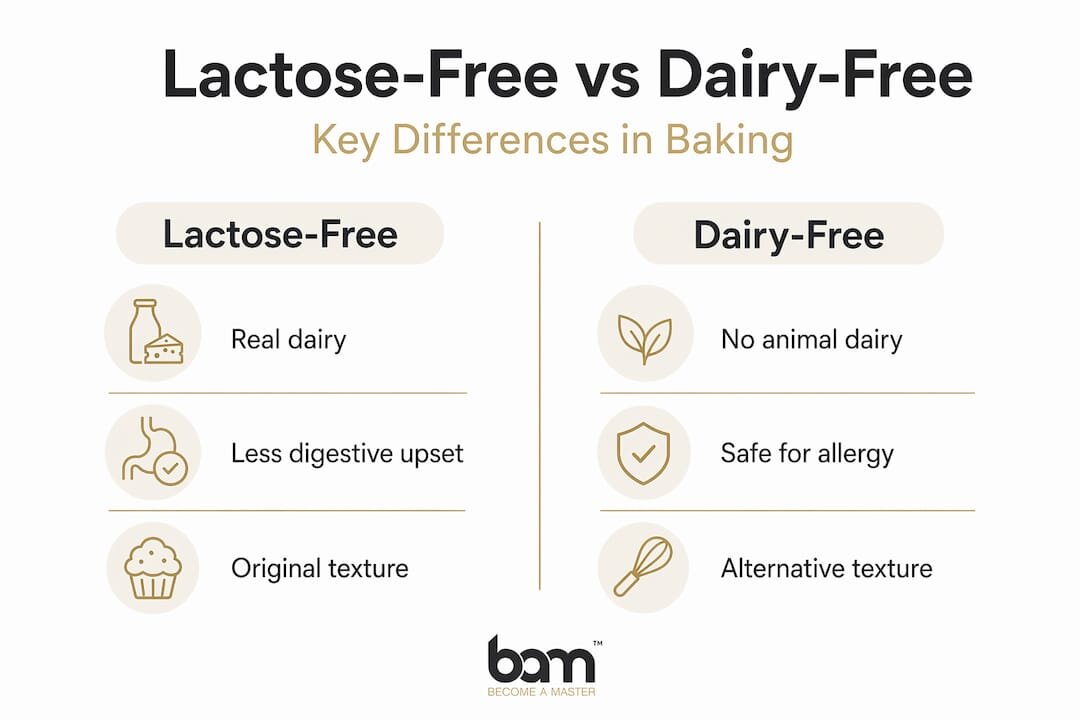 Chart comparing lactose-free and dairy-free baking