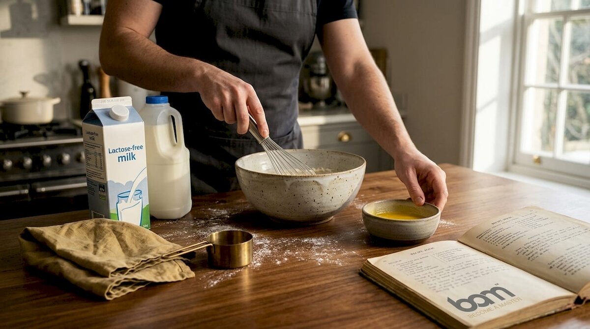 Lactose-free milk and dairy baking setup