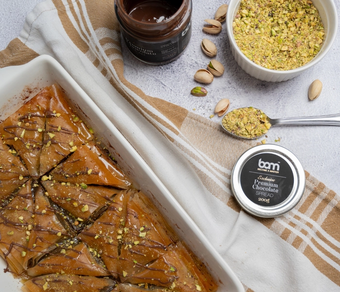 premium chocolate baklava with pistachio