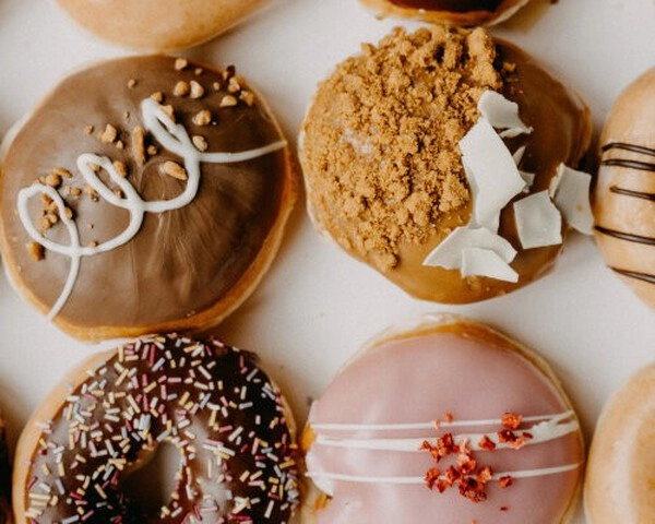 ruby chocolate doughnuts with raspberries