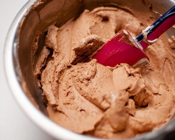 chocolate mousse with raspberry filling