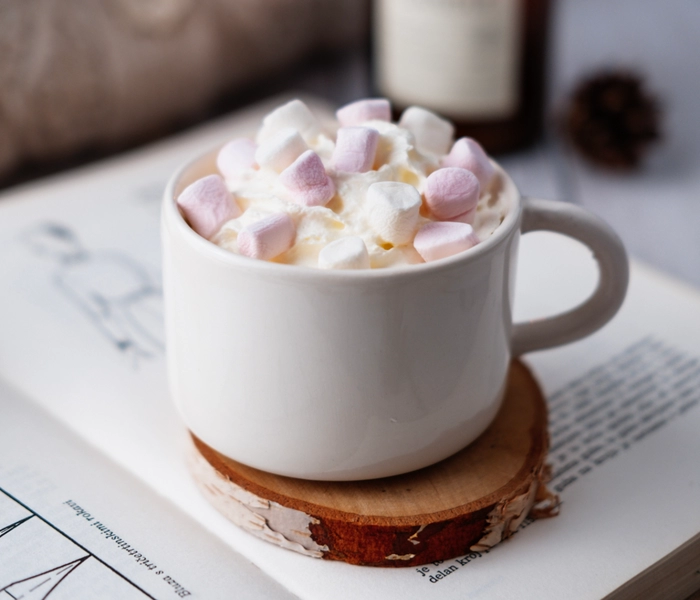 coconut white hot chocolate with mini marshmallows