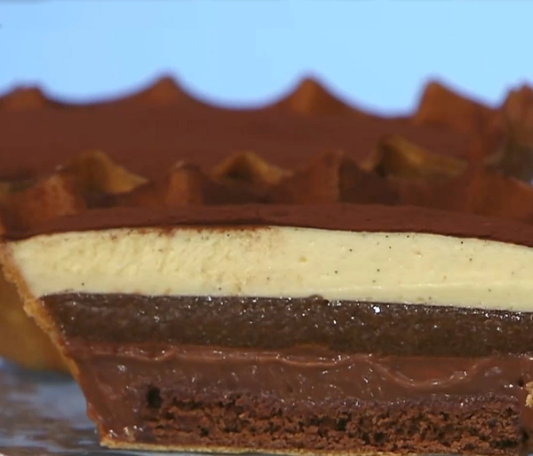 masterchef sacher cake with dark beer ganache and mascarpone cream with vanilla